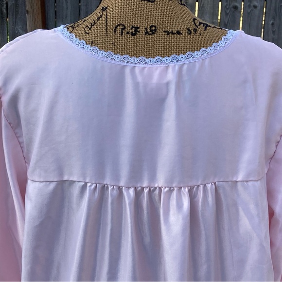 Vintage Barbizon Pink Brushed Satin Floral Lace Pullover Nightgown Women’s XL - Picture 7 of 10